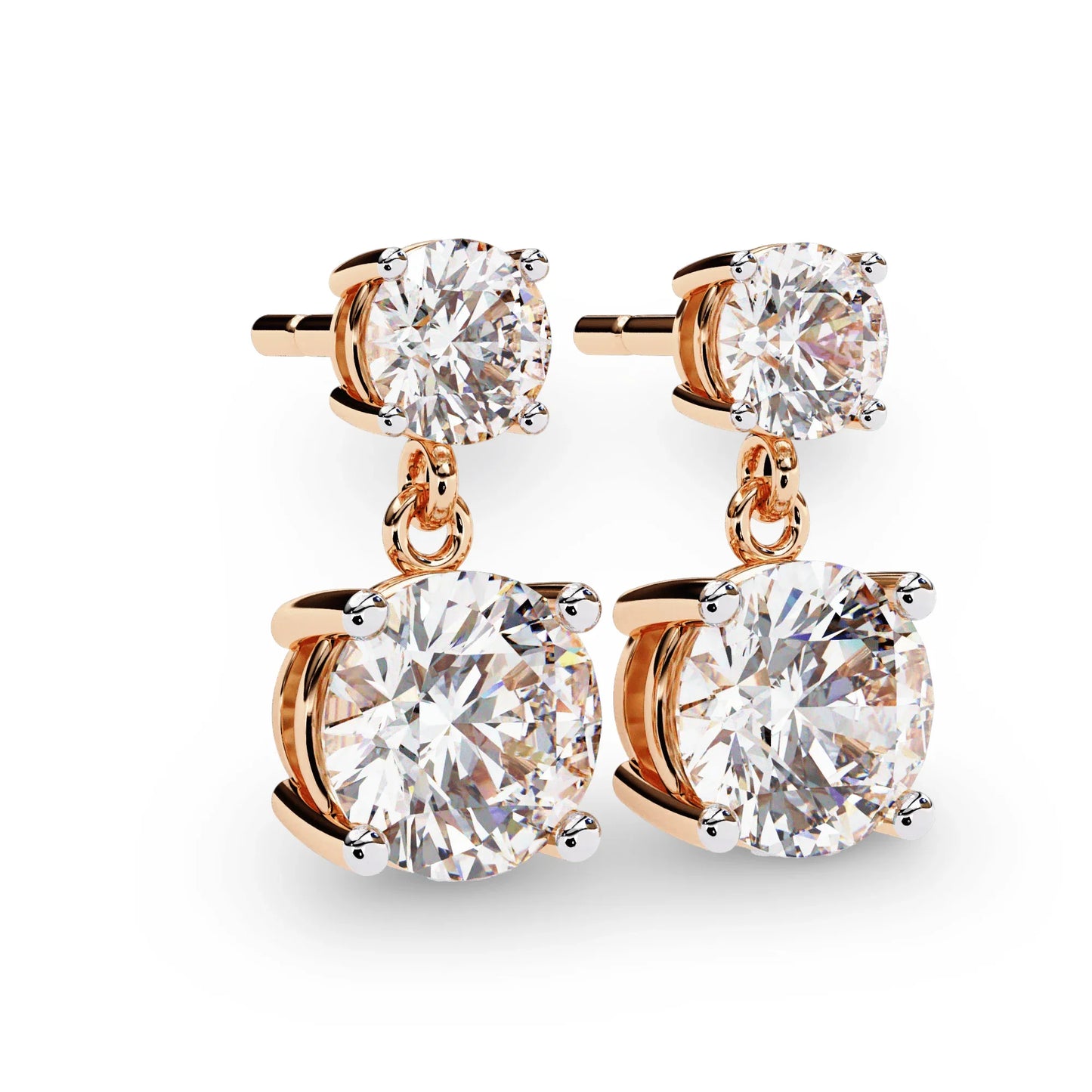 Elena Lab Diamond Solitaire Drop Earrings in Gold - Jewelslane