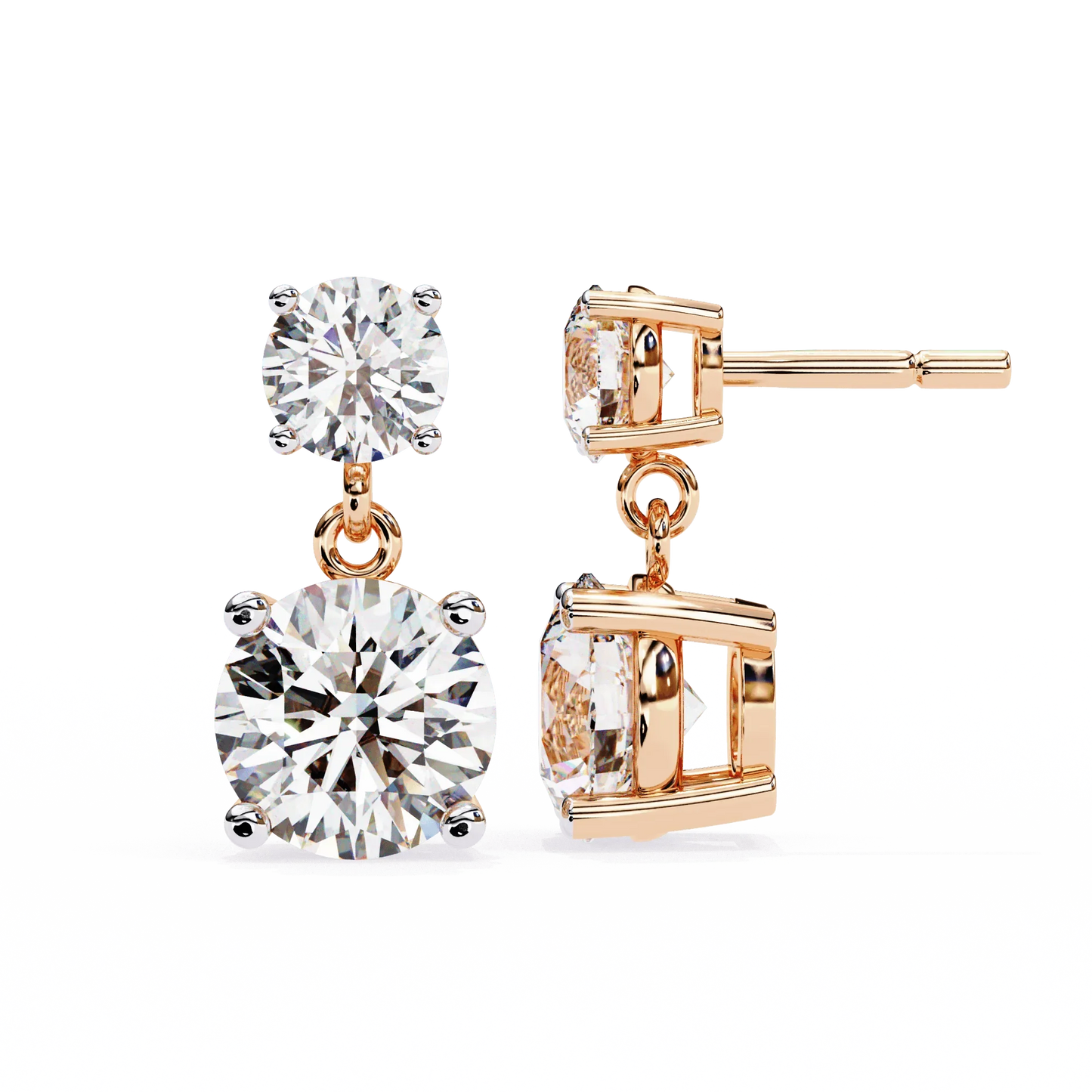 Elena Lab Diamond Solitaire Drop Earrings in Gold - Jewelslane