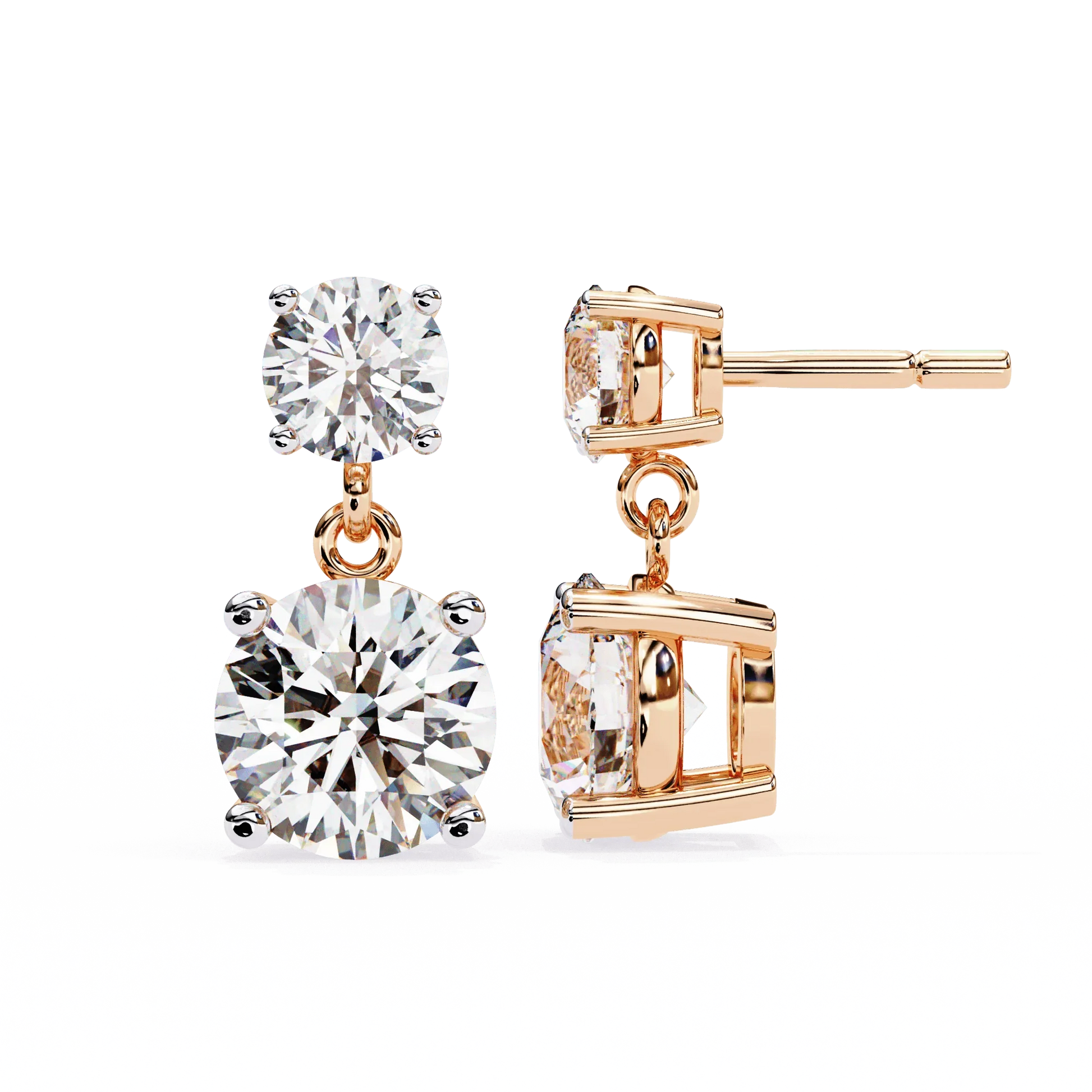 Elena Lab Diamond Solitaire Drop Earrings in Gold - Jewelslane