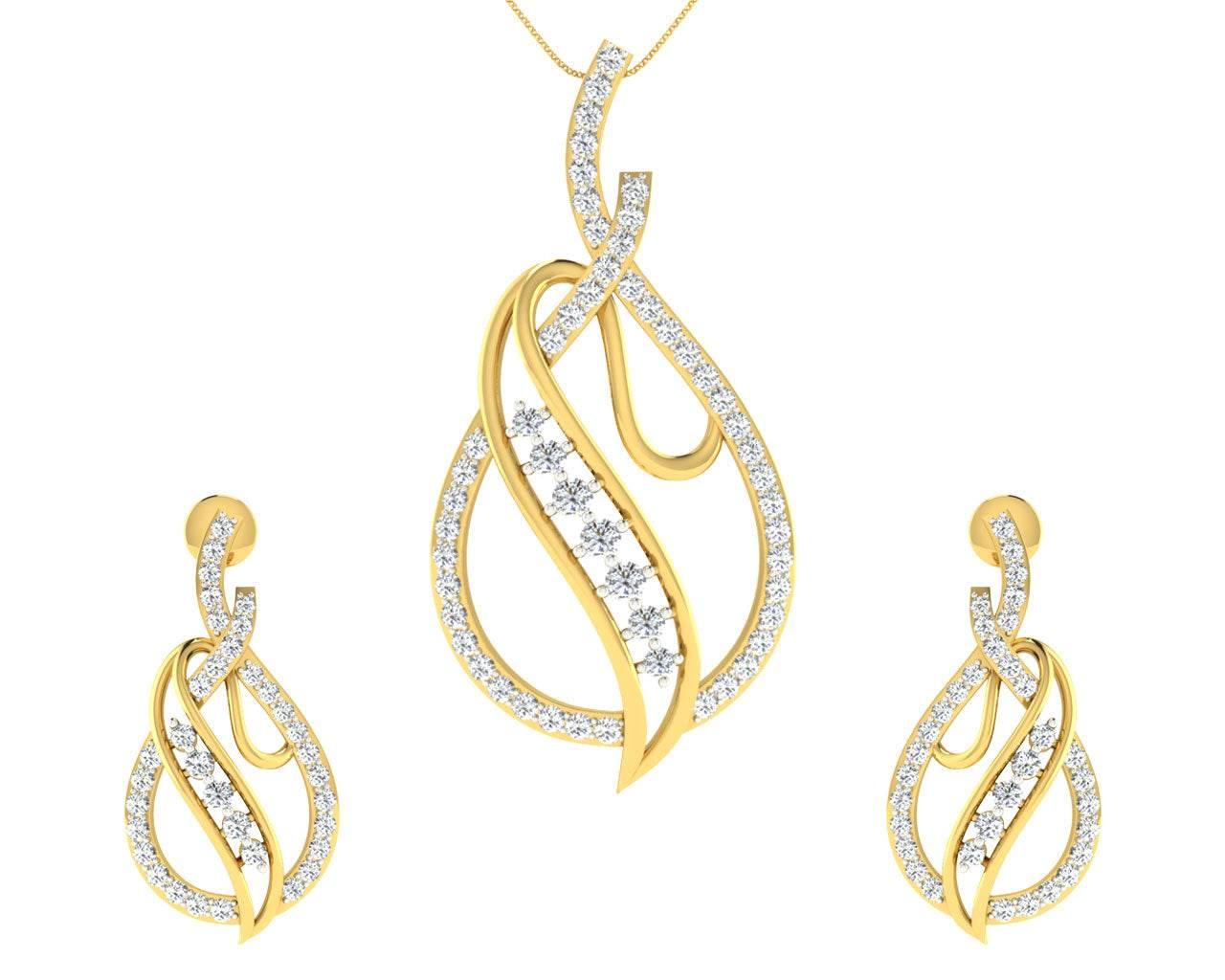 Eliza Diamond Pendant & Earrings Set - Jewelslane