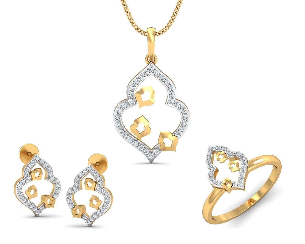 Ella diamond Pendant set in Gold - Jewelslane