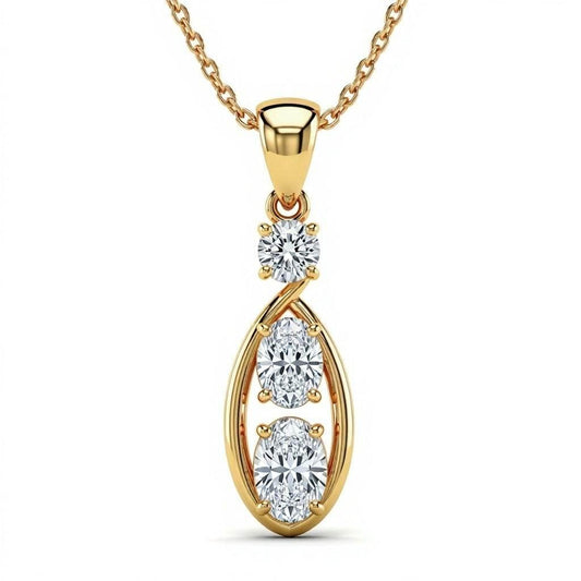 Ellen Oval Diamond Solitaire pendant - Jewelslane