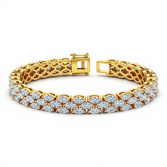 Ellie Tennis Bracelet with three rows of Marquise Diamonds - Jewelslane