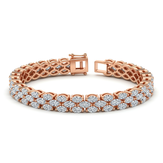 Ellie Tennis Bracelet with three rows of Marquise Diamonds - Jewelslane
