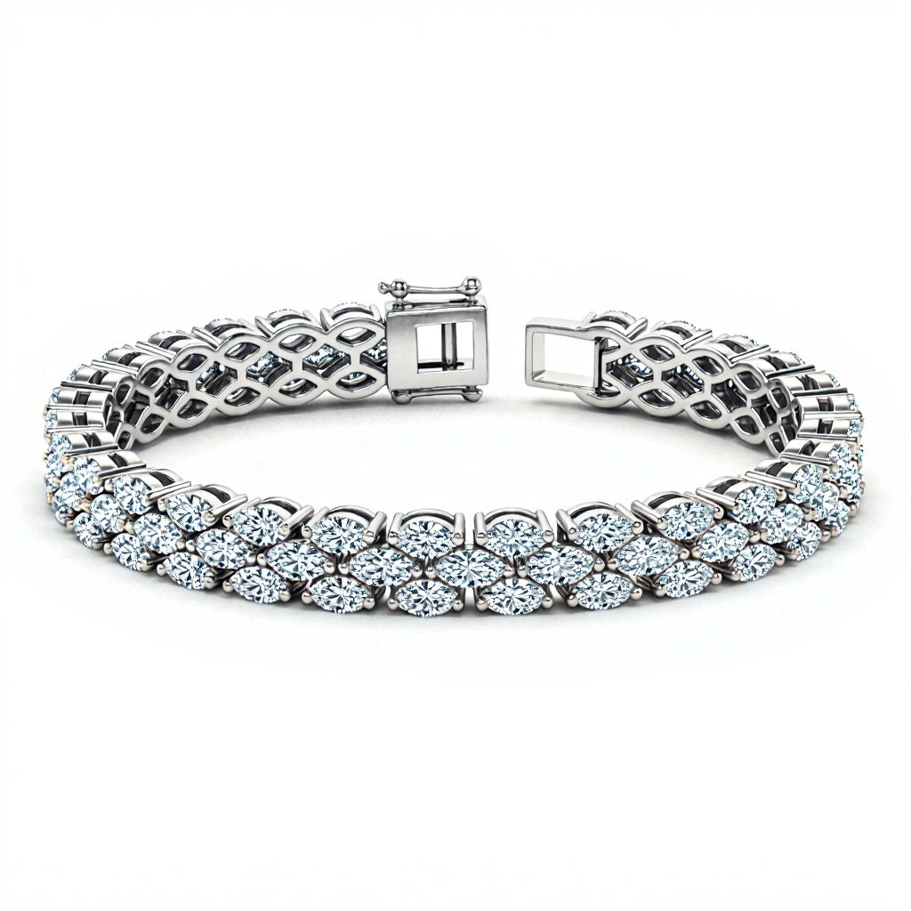 Ellie Tennis Bracelet with three rows of Marquise Diamonds - Jewelslane
