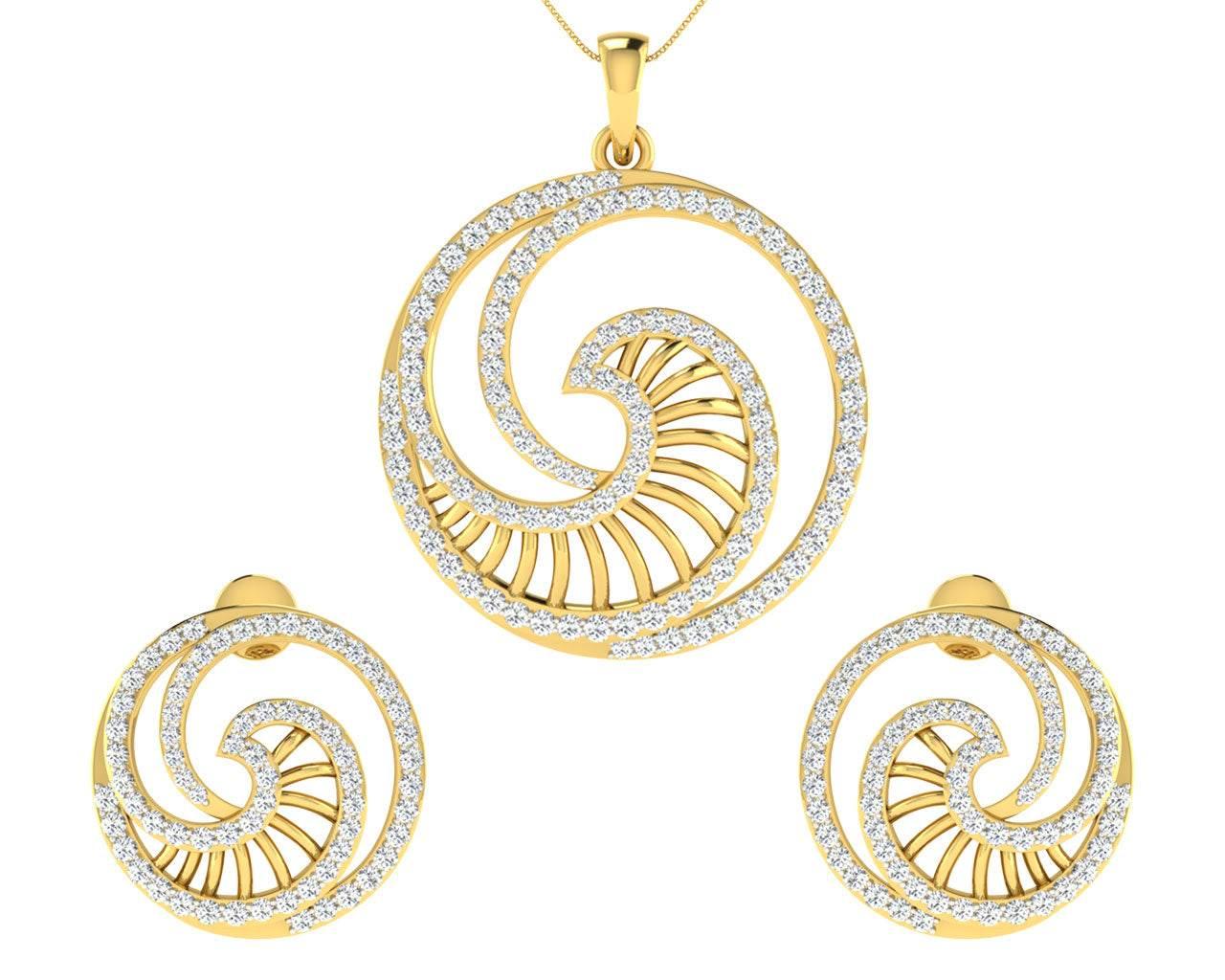 Emel Diamond Earrings & Pendant Set - Jewelslane