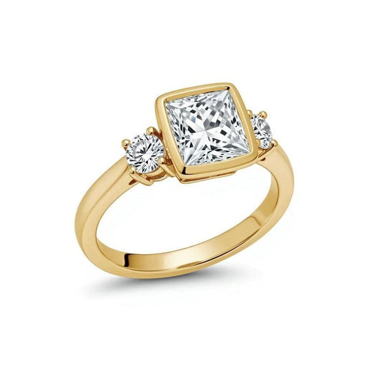 Esme Princess Cut Lab Diamond Bezel set ring - Jewelslane