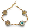 Evil Eye , Om, Swastik & Sai Ram gold bracelet - Jewelslane