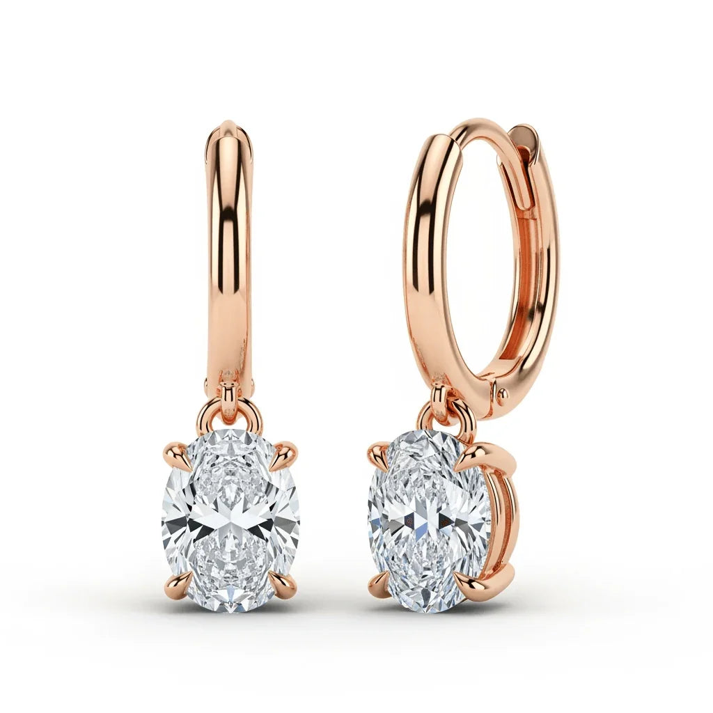 Fara Oval Shape Lab Diamond Solitaire Hoops Earrings - Jewelslane