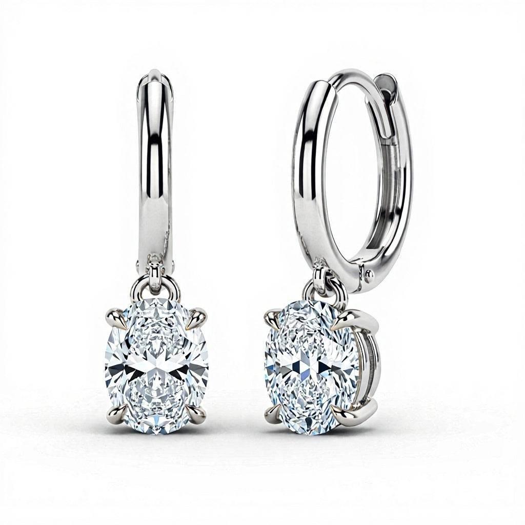 Fara Oval Shape Lab Diamond Solitaire Hoops Earrings - Jewelslane