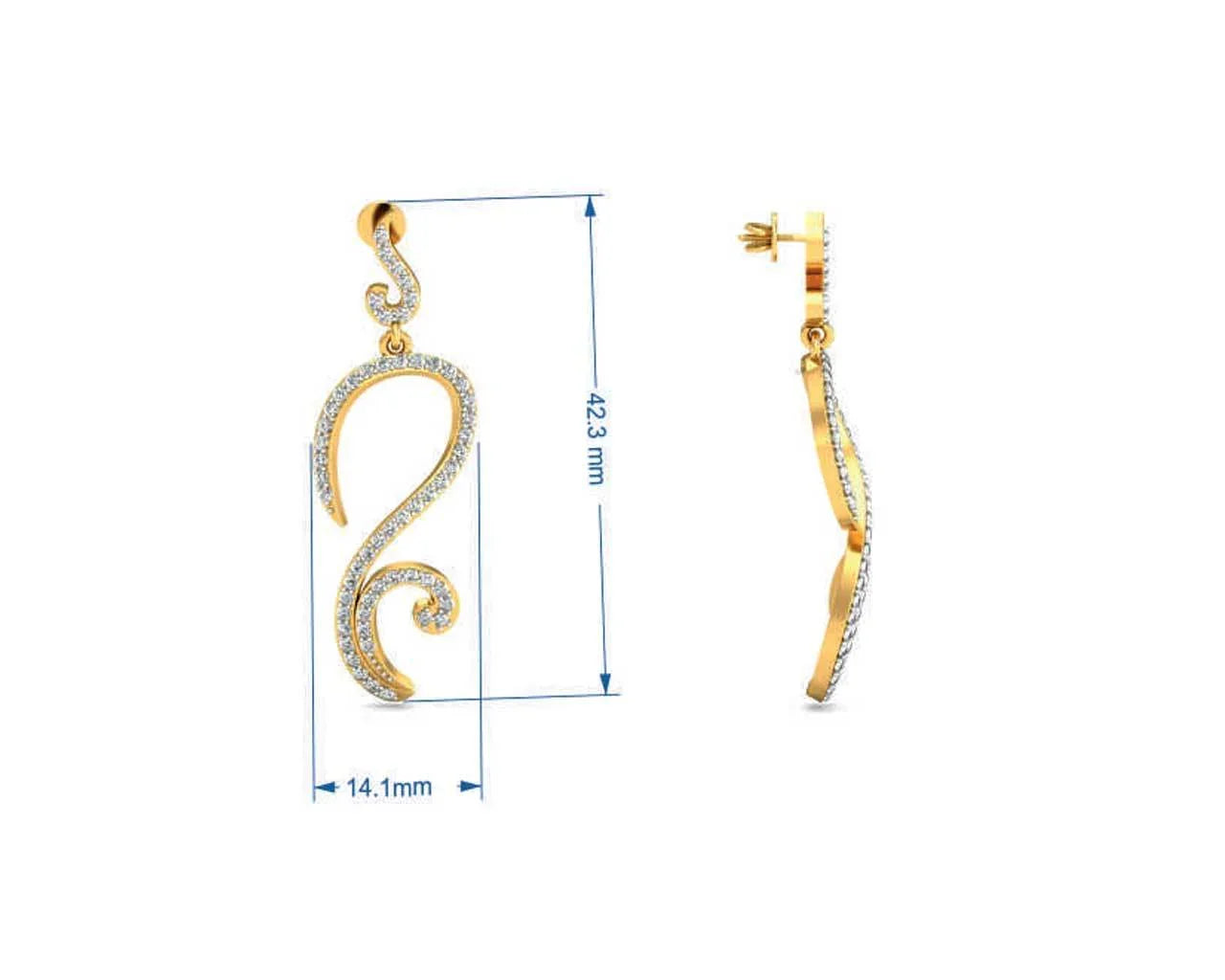 Farrah Long Diamond Earrings - Jewelslane