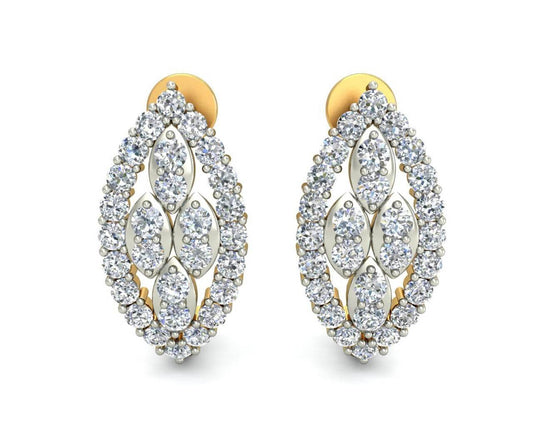 Fay Diamond Earrings Half Bali in 14k hallmarked Gold - Jewelslane