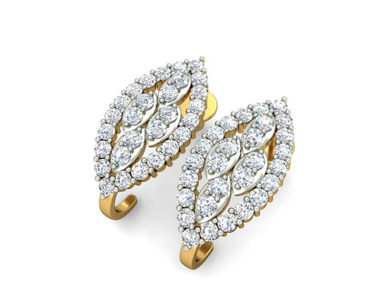 Fay Diamond Earrings Half Bali in 14k hallmarked Gold - Jewelslane