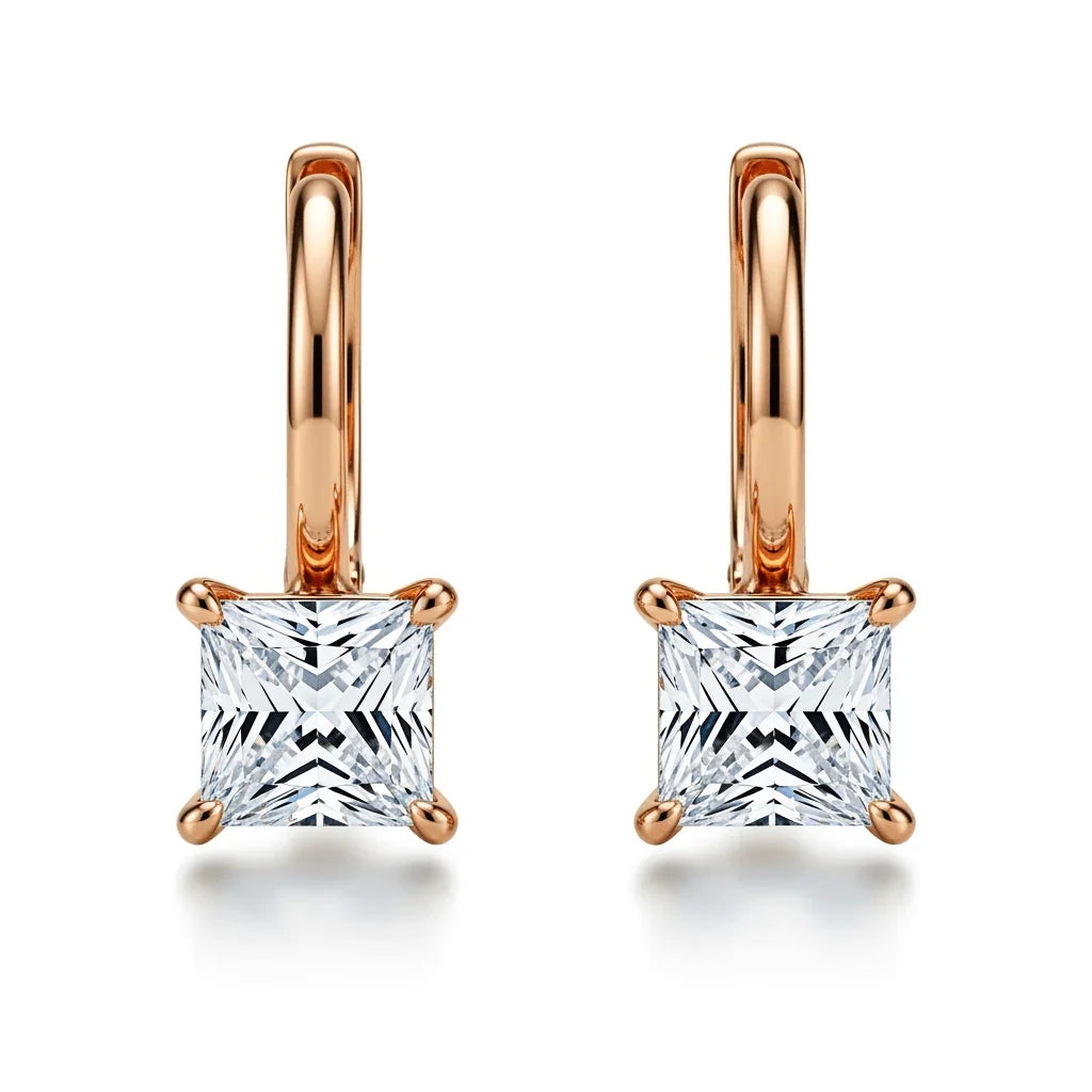 Faye Princess Cut Lab Diamond Solitaire Hoop Earrings - Jewelslane