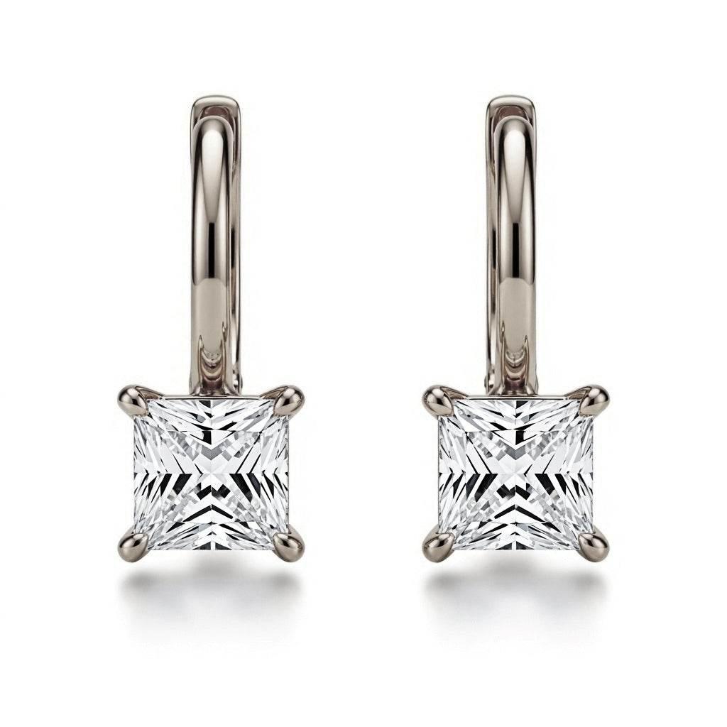 Faye Princess Cut Lab Diamond Solitaire Hoop Earrings - Jewelslane
