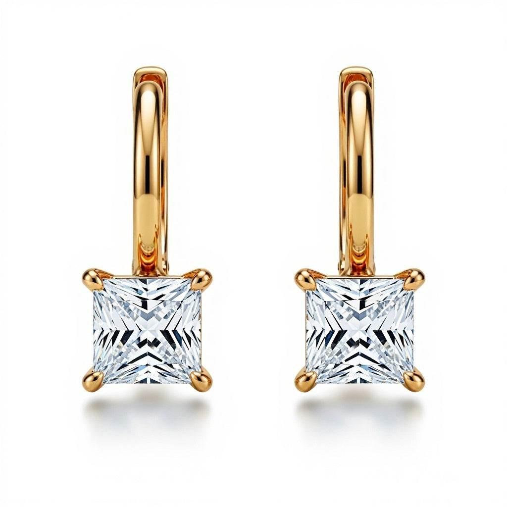 Faye Princess Cut Lab Diamond Solitaire Hoop Earrings - Jewelslane