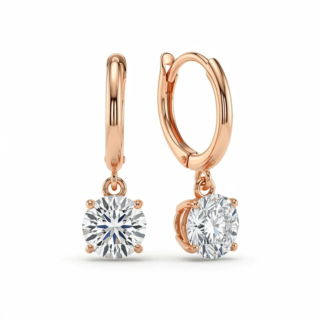 Fia Round Brilliant Lab Diamond Solitaire Hoop earrings - Jewelslane
