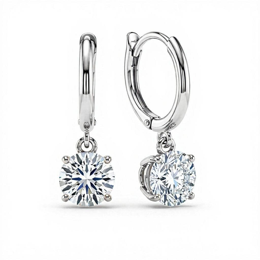 Fia Round Brilliant Lab Diamond Solitaire Hoop earrings - Jewelslane