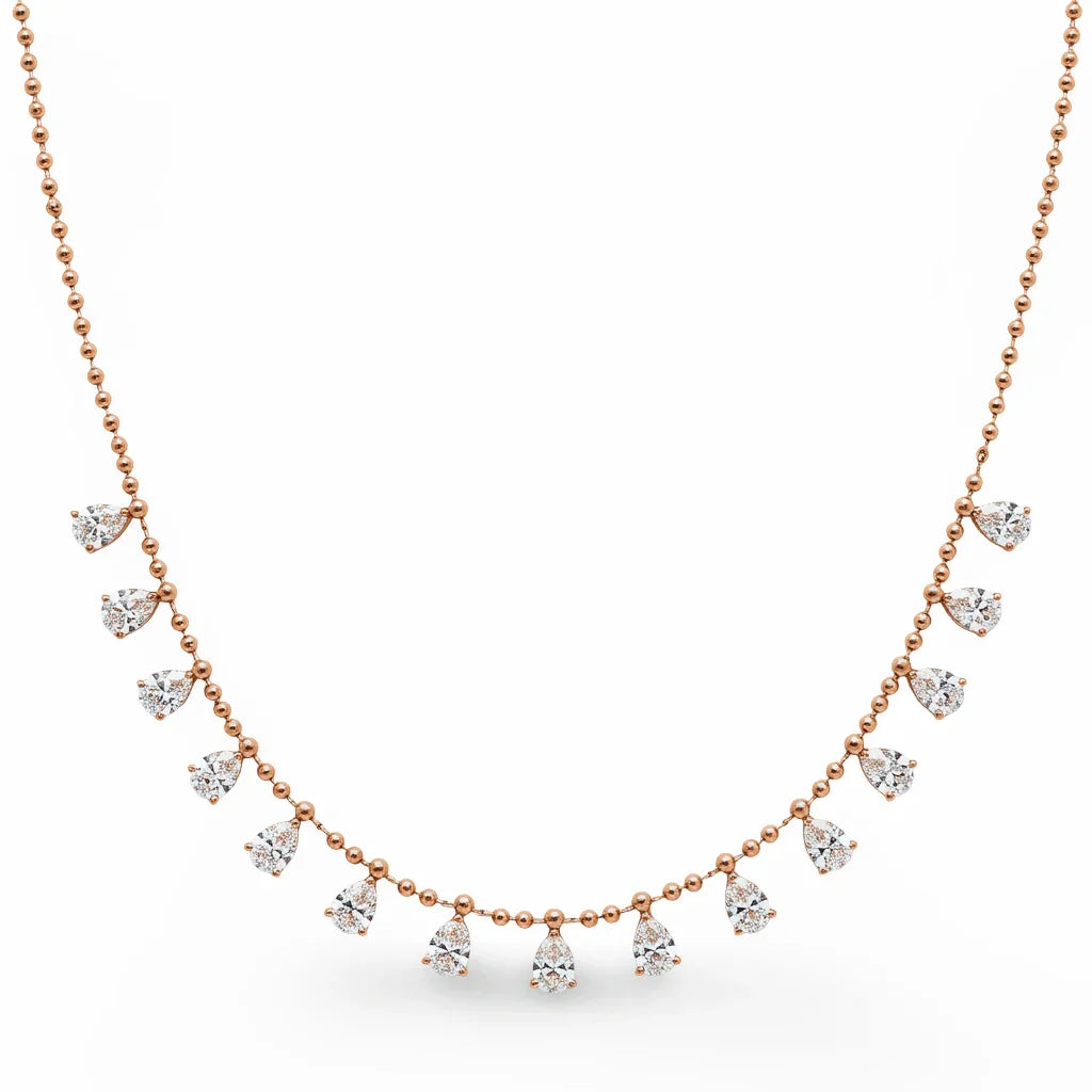 Fiora Lab Grown Diamond Necklace with Pear shape Diamonds - Jewelslane