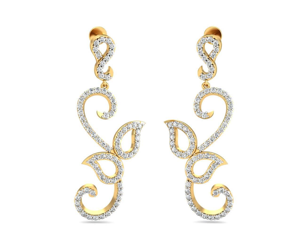 Flor Long diamond Earrings - Jewelslane
