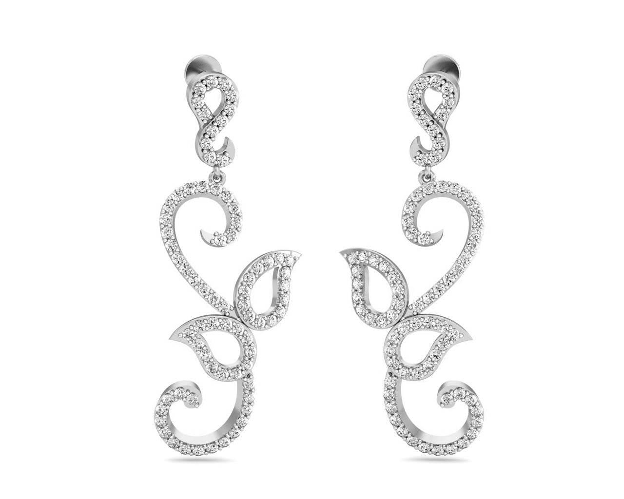 Flor Long diamond Earrings - Jewelslane