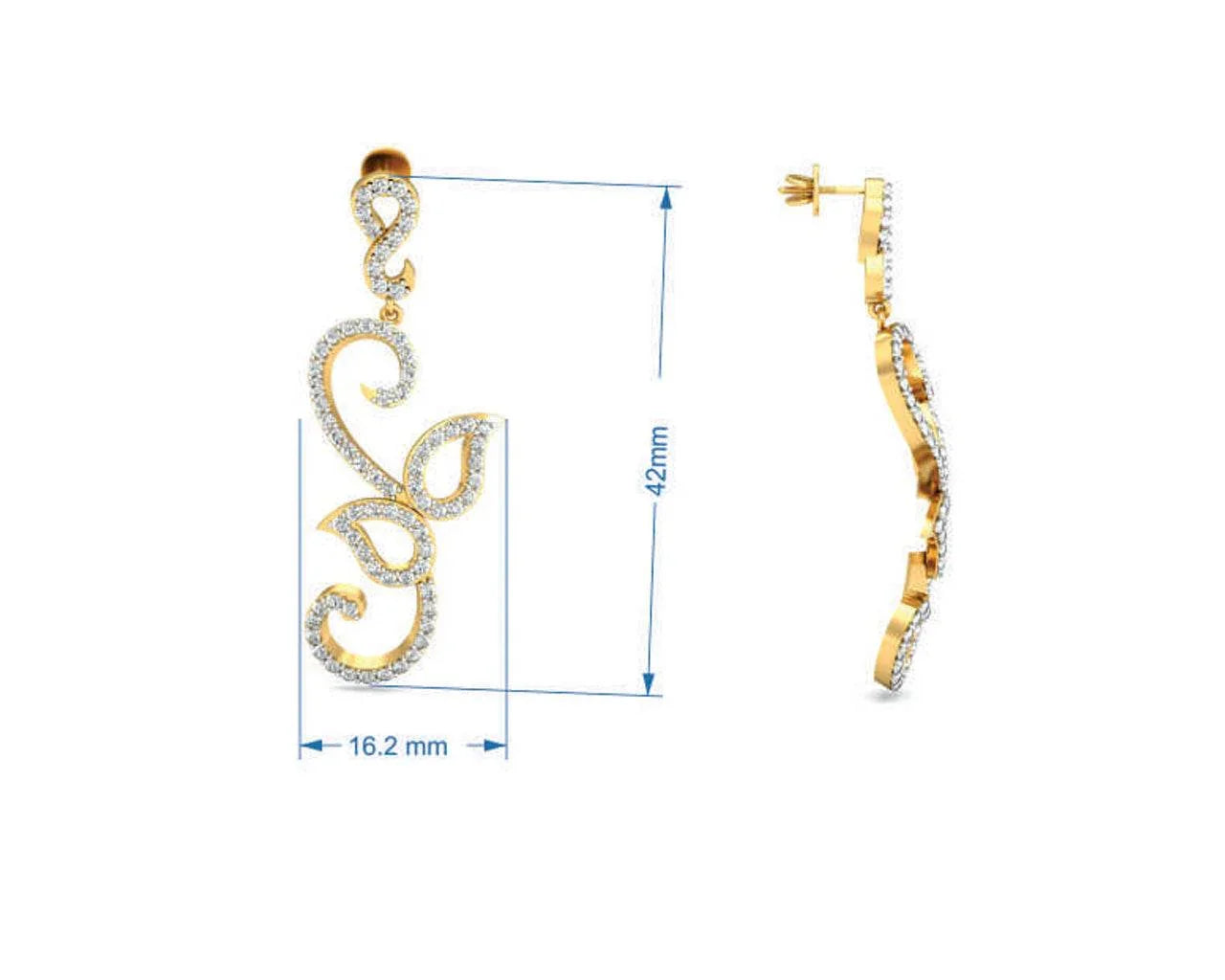 Flor Long diamond Earrings - Jewelslane