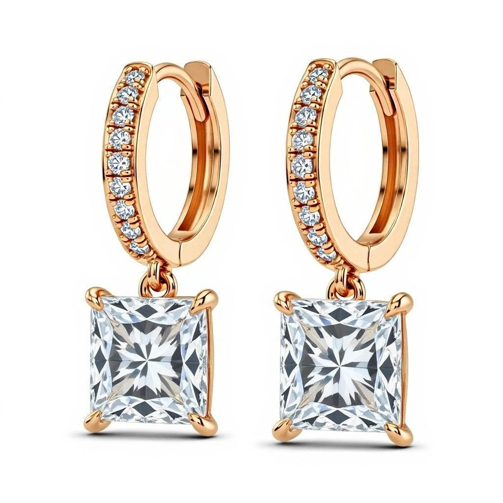 Flor Princess Cut Lab Diamond Solitaire Hoop earrings - Jewelslane