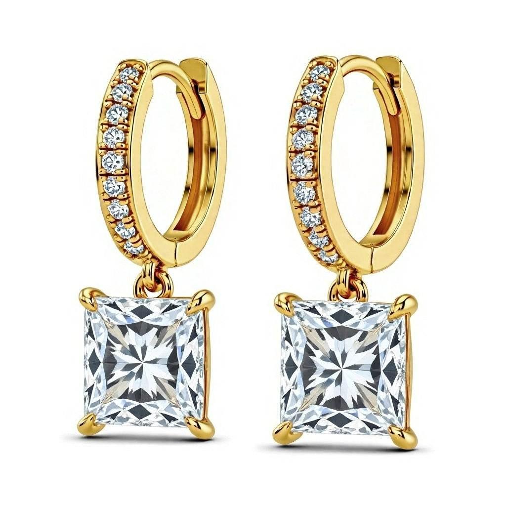 Flor Princess Cut Lab Diamond Solitaire Hoop earrings - Jewelslane