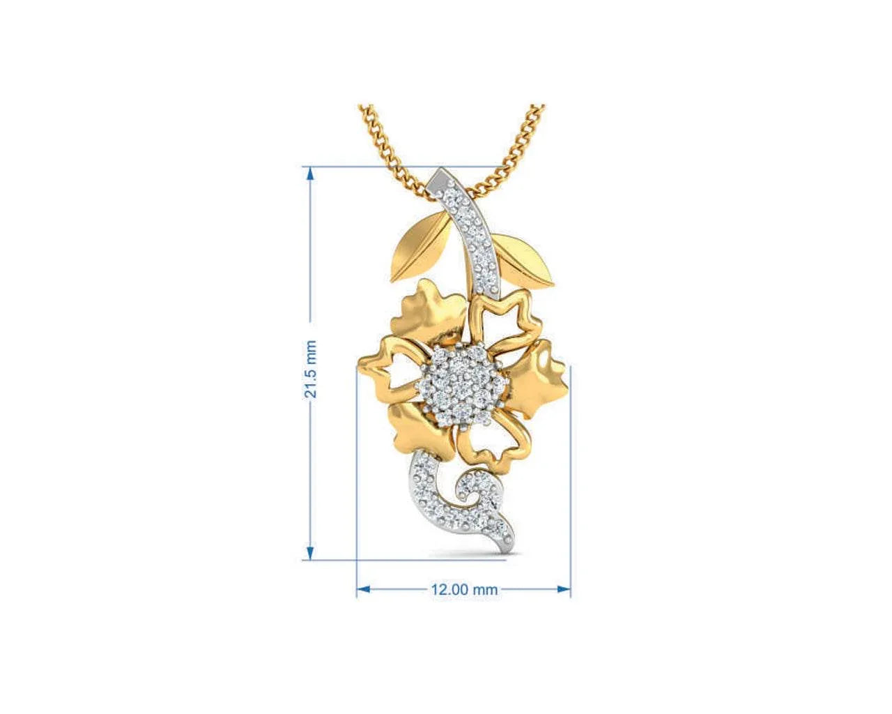 Flora designer diamond pendant, ring & earring set in 14k hallmarked gold - Jewelslane