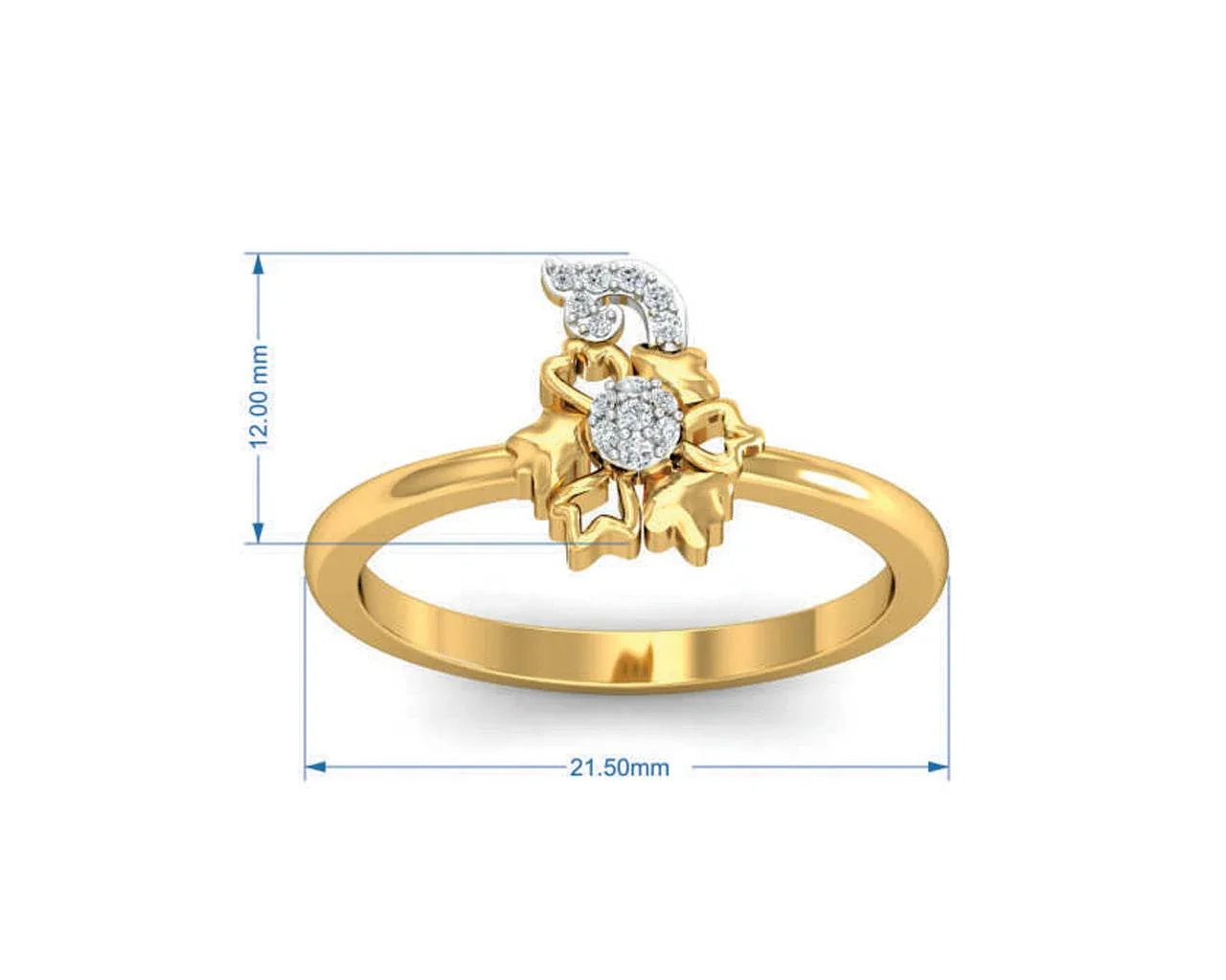 Flora designer diamond pendant, ring & earring set in 14k hallmarked gold - Jewelslane