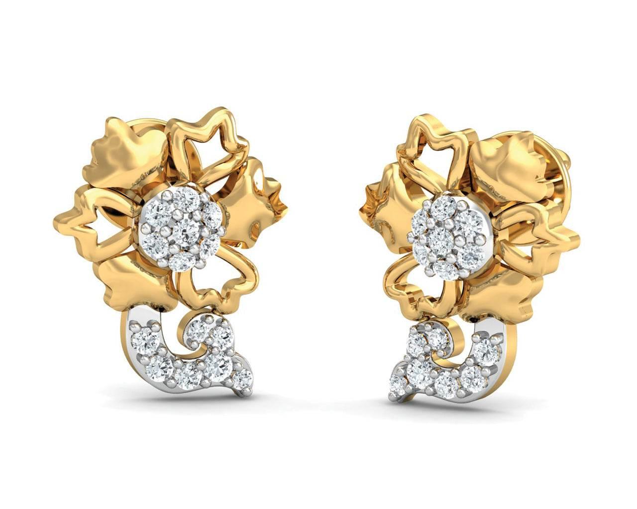 Flora Diamond Earrings in 14k Gold - Jewelslane