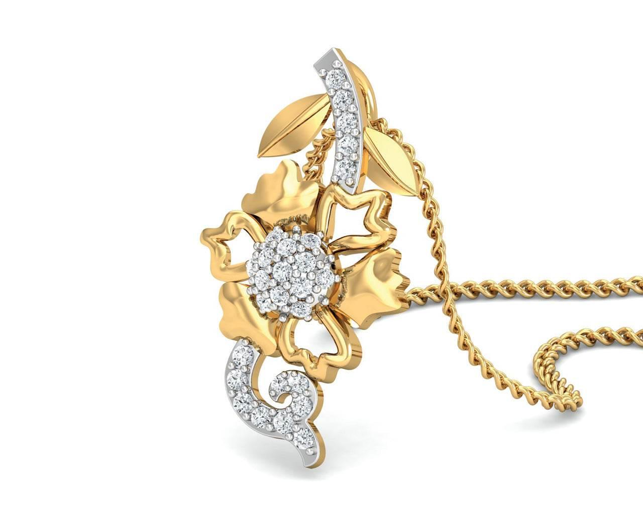 Flora Diamond Pendant in 14k gold - Jewelslane