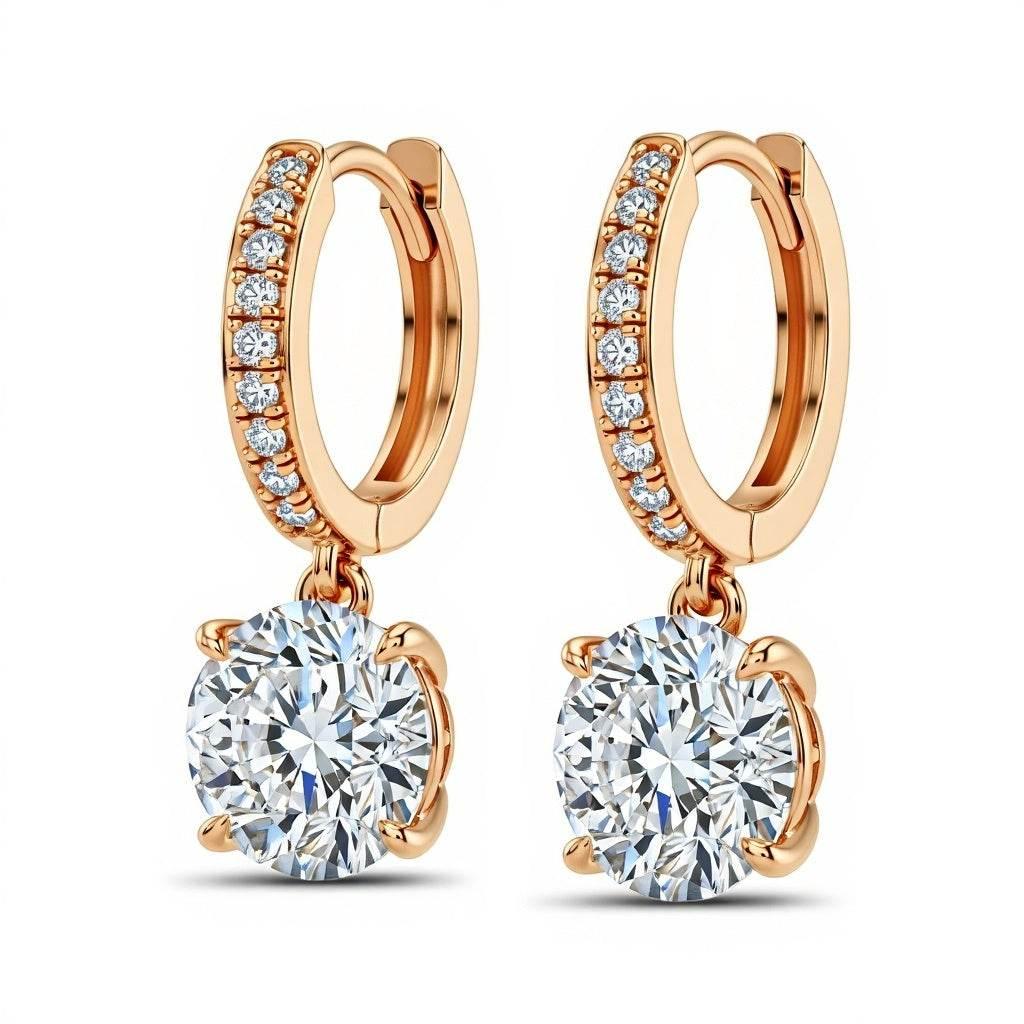 Flora Round Brilliant Lab Diamond Solitaire Hoop Earrings - Jewelslane