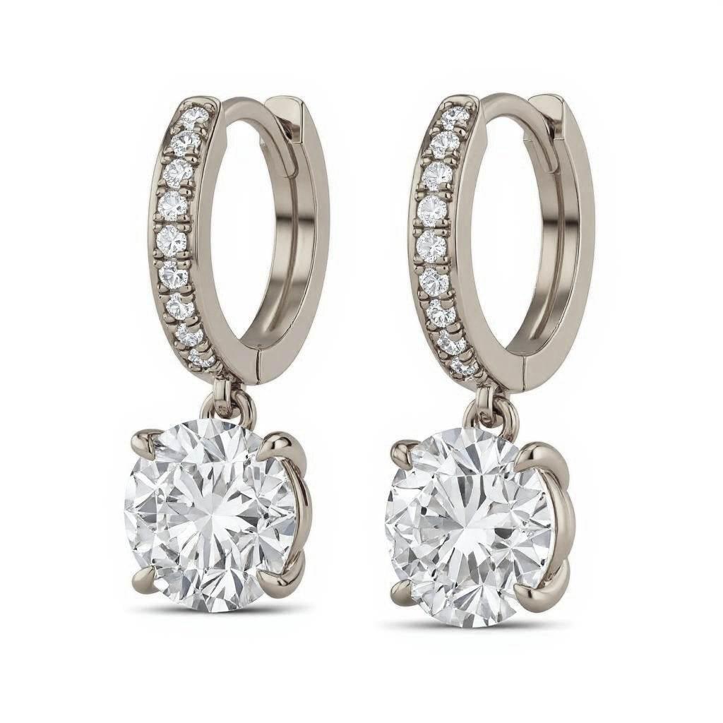 Flora Round Brilliant Lab Diamond Solitaire Hoop Earrings - Jewelslane
