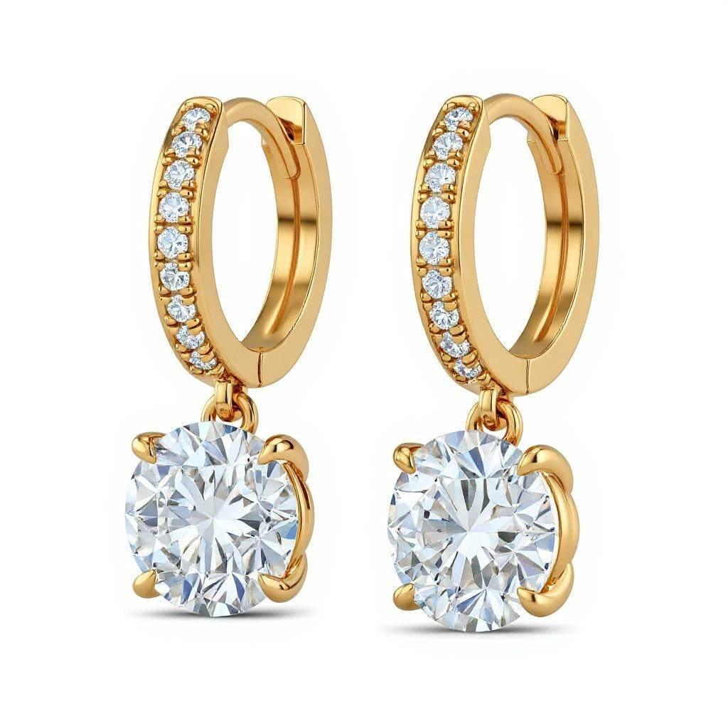 Flora Round Brilliant Lab Diamond Solitaire Hoop Earrings - Jewelslane