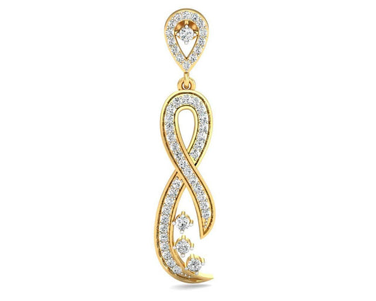 Fraya Long Diamond Danglers in Gold - Jewelslane