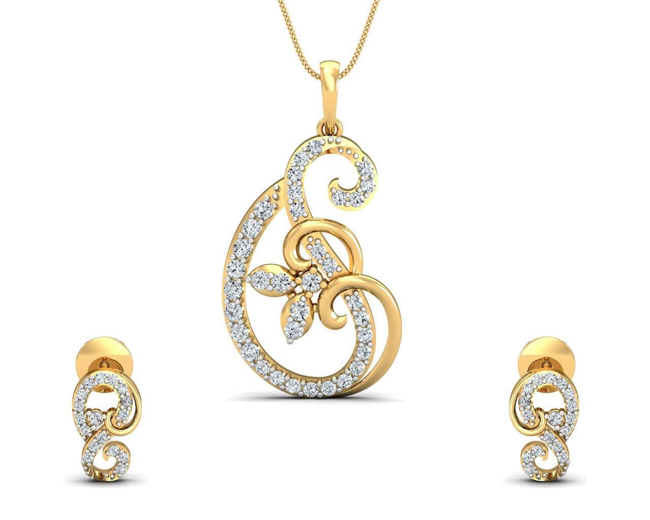 Freya Round Brilliant Diamond Pendant Set - Jewelslane