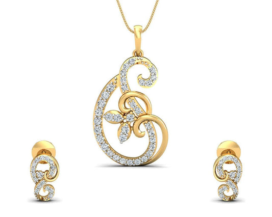 Freya Round Brilliant Diamond Pendant Set - Jewelslane