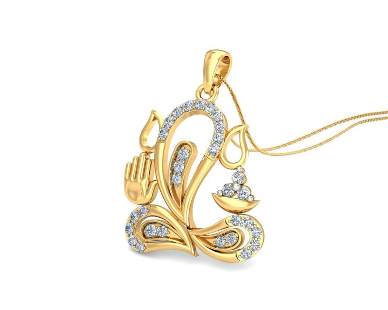 Ganesh Diamond Pendant in 14k gold - Jewelslane