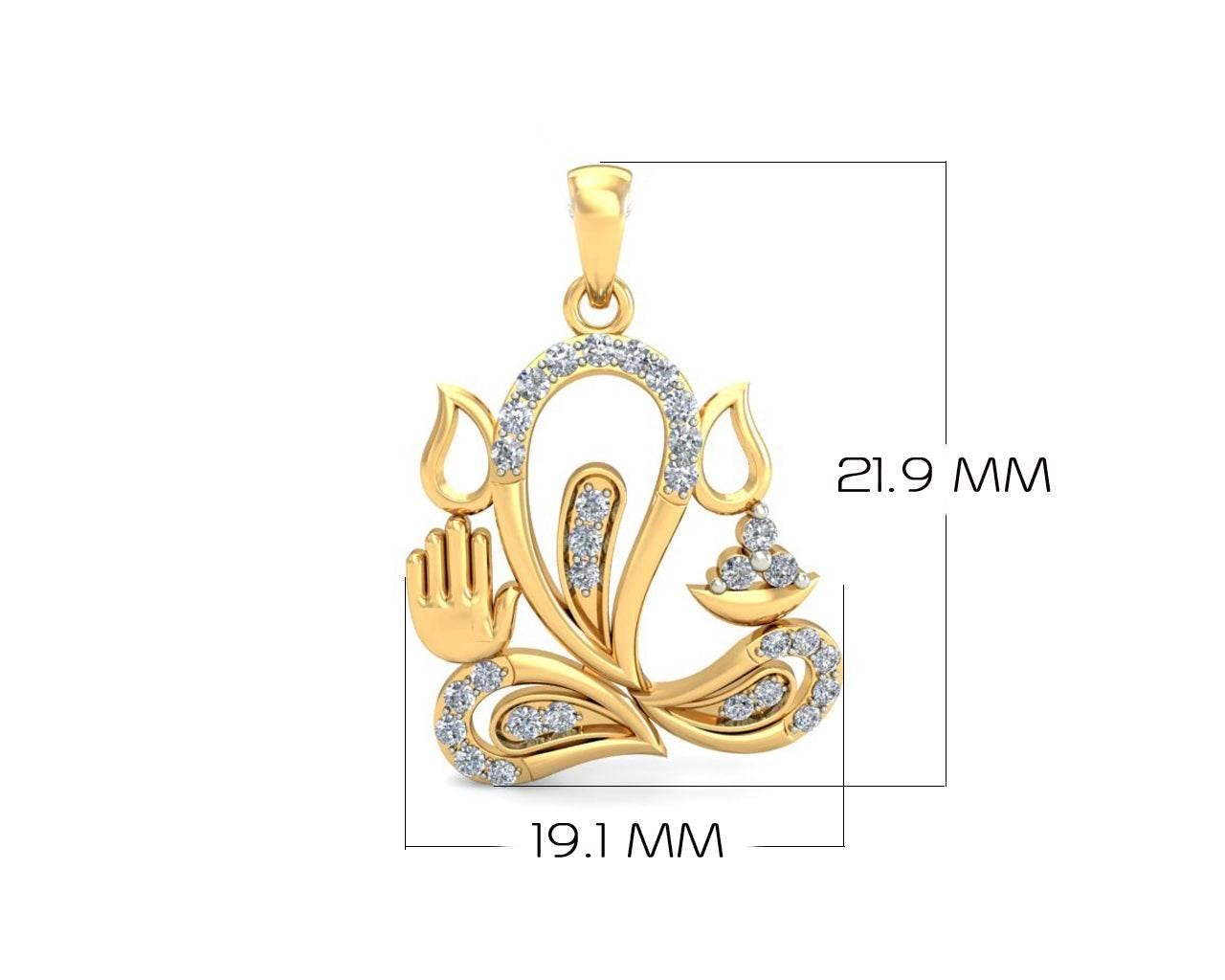 Ganesh Diamond Pendant in 14k gold - Jewelslane