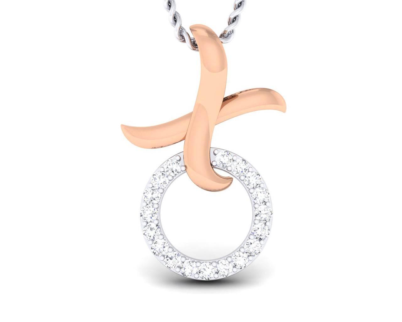 Geela Two tone gold diamond pendant for girls in 18k gold - Jewelslane