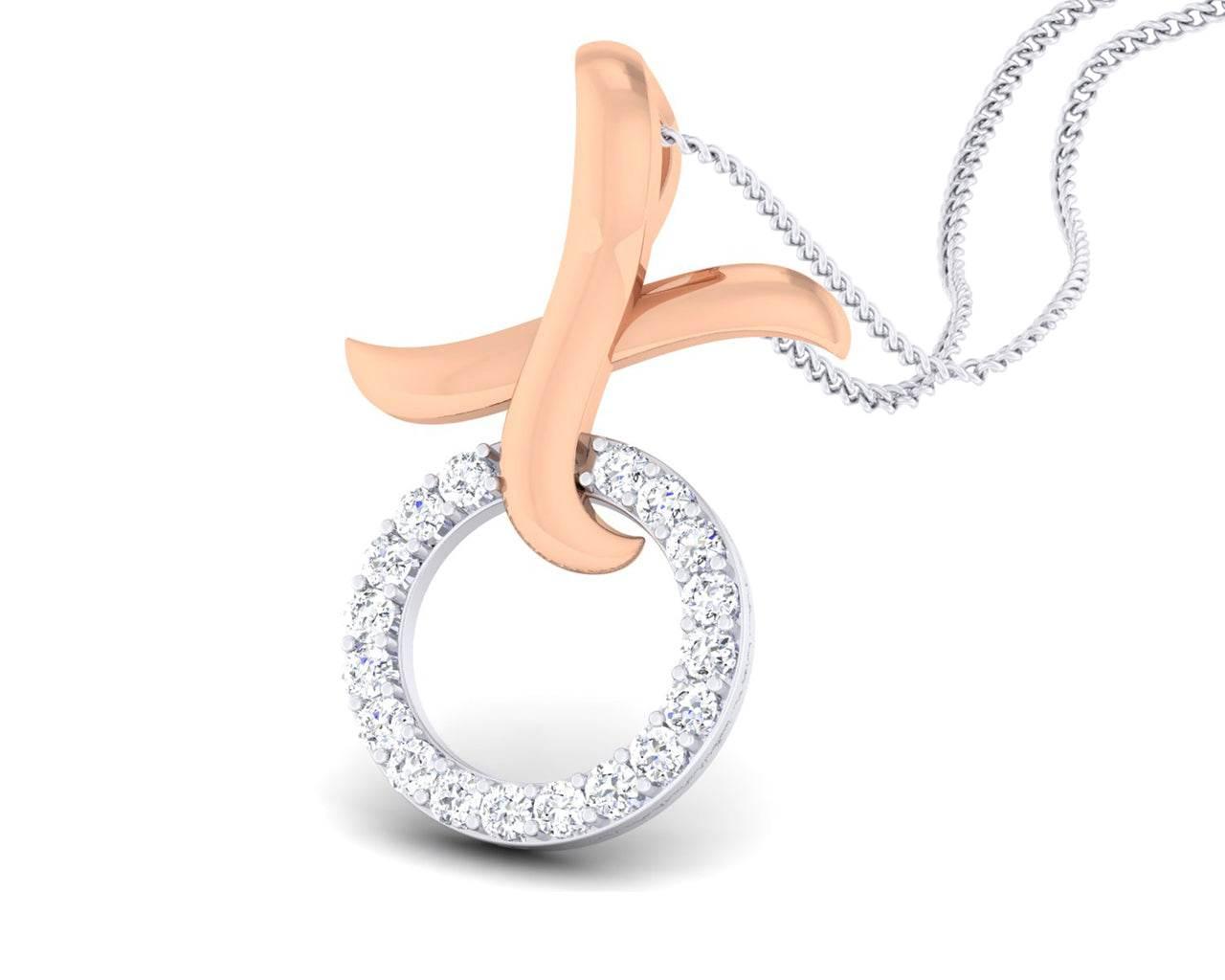 Geela Two tone gold diamond pendant for girls in 18k gold - Jewelslane