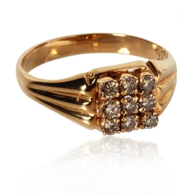Gold Gents Ring With Diamonds - Jewelslane