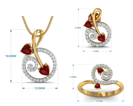 Gia Pink Tourmaline & Diamond Pendant Set - Jewelslane