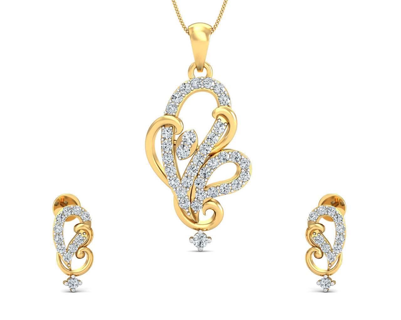 Gina Diamond Earrings & Pendant Set - Jewelslane