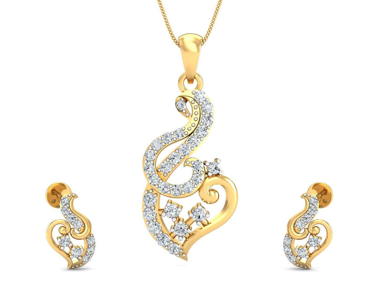 Gini Round Brilliant Cut Diamond Pendant Set - Jewelslane