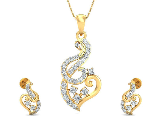 Gini Round Brilliant Cut Diamond Pendant Set - Jewelslane