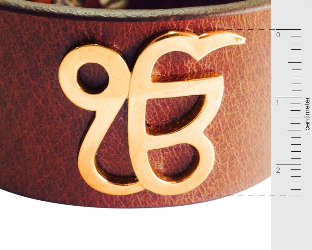 Gold Ik Onkar Leather Bracelet - Jewelslane