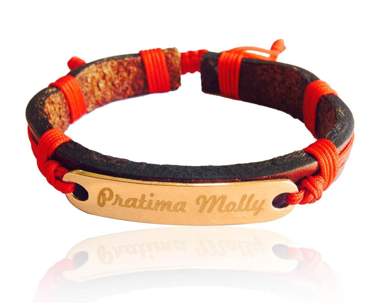 Gold Identity Bracelet on Leather - Jewelslane