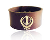 Gold Khanda on wide Leather Band - Jewelslane